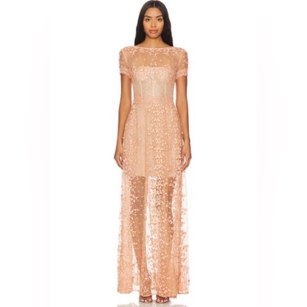 Bronx And Banco New Megan Cap Sleeve Sheer Lace Gown Size L / US 8 - Picture 6 of 16